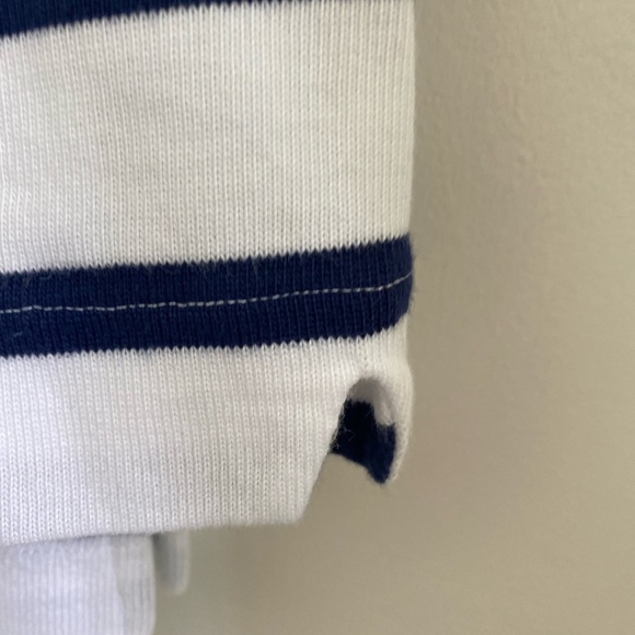 Kate Spade Women Cotton Top Shirt Long Sleeves V-neck White w/Navy Stripes - Picture 5 of 7